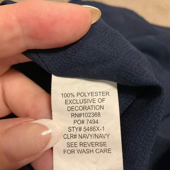 Club Collection 2X Plus Size Navy Tunic Swim Coverup with Pompom Trim - Picture 7 of 9